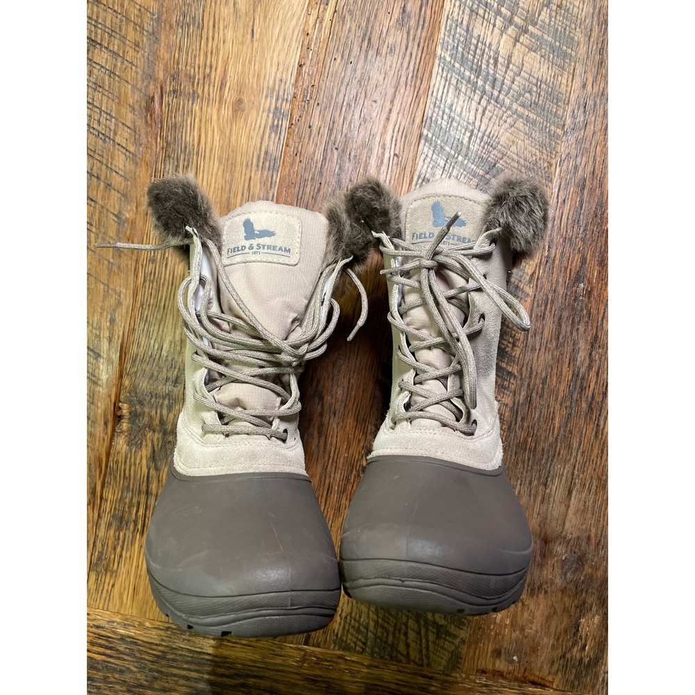 Field & Stream Womens Tan Faux Fur Lined Winter Boots Lace Up Waterproof‎ Size 8 - Picture 5 of 7